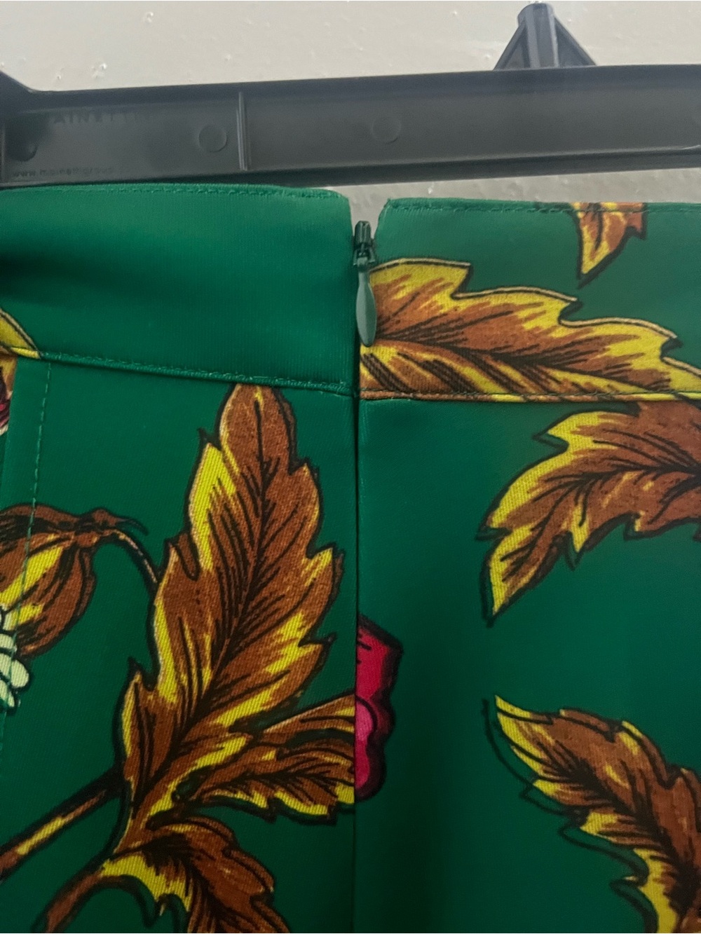 Maeve Emerald Green Floral Skater Skirt with Pink and Gold Leaves - Picture 5 of 5